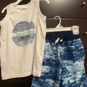 Little boys 2 sets Calvin Klein top/shorts set